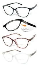 1 or 2 Pairs Retro Cat Eye Frame Womens Bifocal Reading Glasses Spring Temples