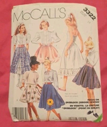 McCall's 3322 Girl's 14 1950's Style Skirt Petticoat Costume Sewing Pattern