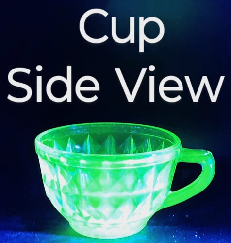 Vtg. 1931-1935 Jeannette Winsor  Depression Uranium Glass Cup and Saucer Set