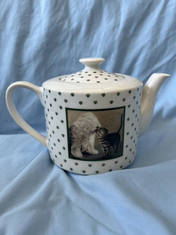 1986 Vintage Lowell Herrero Cat Dog Paw Prints Art Teapot Vandor Made In Japan - Image 4 of 4