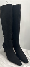LTS Women's Black Micro Faux Suede Kitten Heel To The Knee High Boots US Size 10