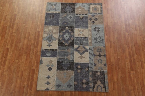 Contemporary Patchwork Oriental 5x8 ft Area Rug Wool Hand-knotted Foyer Carpet - Picture 2 of 12
