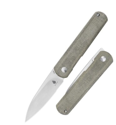 KIV4499C1 Kizer Feist XL Green 154CM Satin Micarta Handles IKBS Linerlock Clip