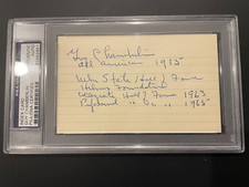 Guy Chamberlin signed Index Card Autograph w/multi–Inscriptions PSA/DNA