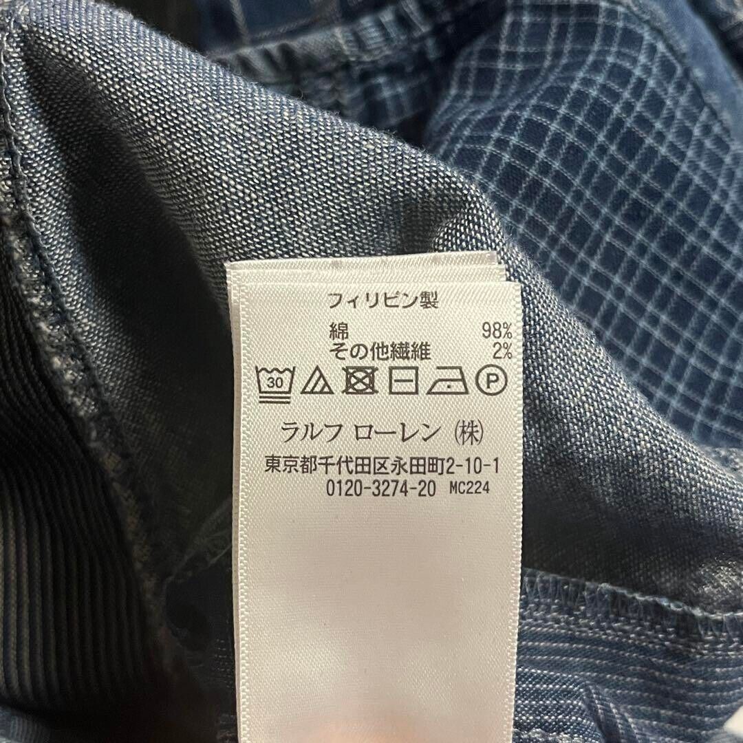 RRL RALPH LAUREN INDIGO PATCHWORK Band Collar Shirt Tops Men RRL RALPH LAUREN INDIGO PATCHWORK Band Collar Shirt Tops Men