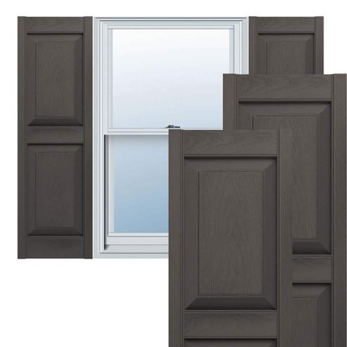 Ekena Millwork Raised Panel Shutters Pair 14-3/4" x 67" Vinyl In Musket Brown