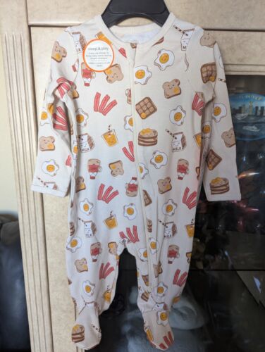 New Wonder Nation Baby Sleep & Play One Piece, Breakfast, Ivory, Size 0-3 Mnth