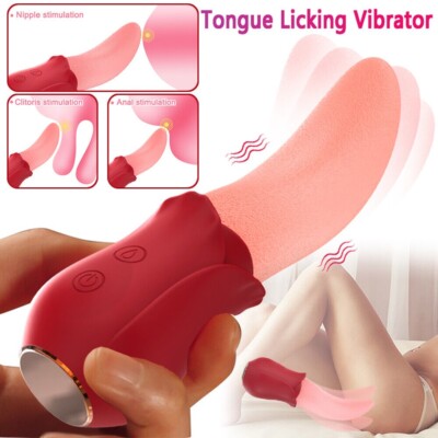 Waterproof Tongue Oral Clit Licking Rose Vibrator Women Massager Use Lubricants