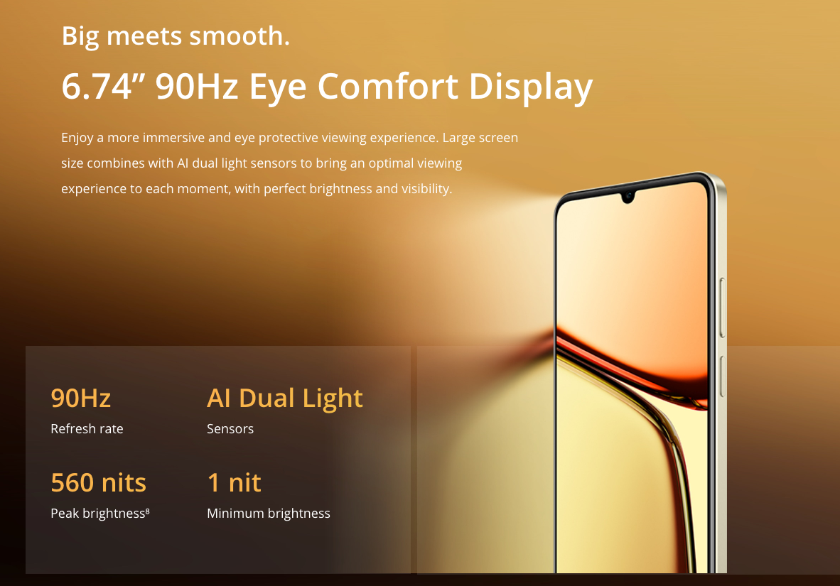 Realme C61 4G LTE Sparkle Gold - 6GB RAM - 256GB ROM - Unlocked