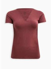 Torrid Foxy V Neck Strappy Short Sleeve Top Ginger 6 6X 30 B15502