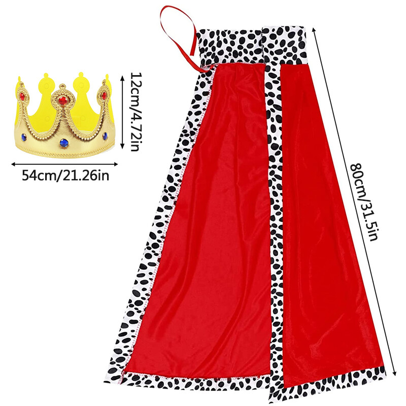 King Queen Robe Cape & Kings Crown Kids Prince Halloween Party Dress up