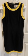 Vtg. Taiga Paris Sleeveless Sheath Dress. Black & Gold. 6