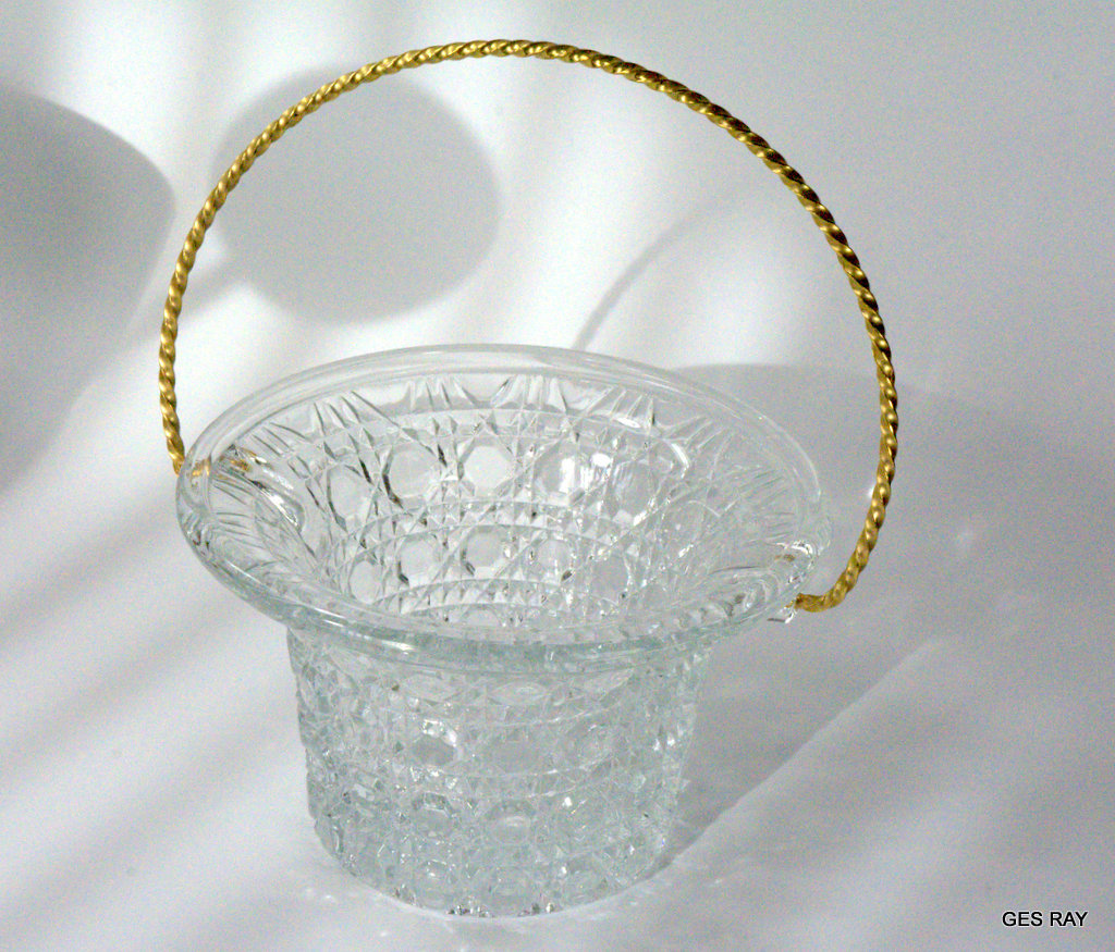 Vintage Fostoria Glass Avon Glass Basket with Gold Metal Handle eBay