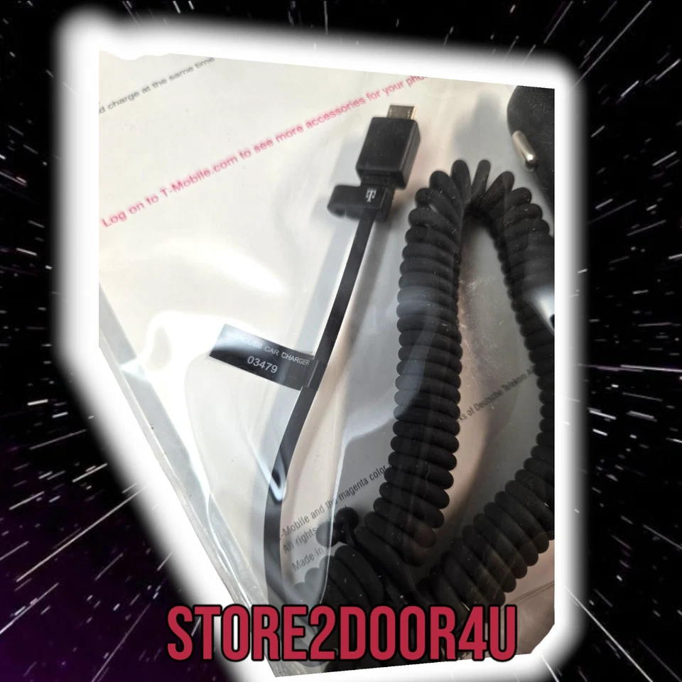 Nuevo cargador de coche micro USB T-Mobile OEM NEGRO con puerto de carga adicional Galaxy S5 Foto 3 de 4