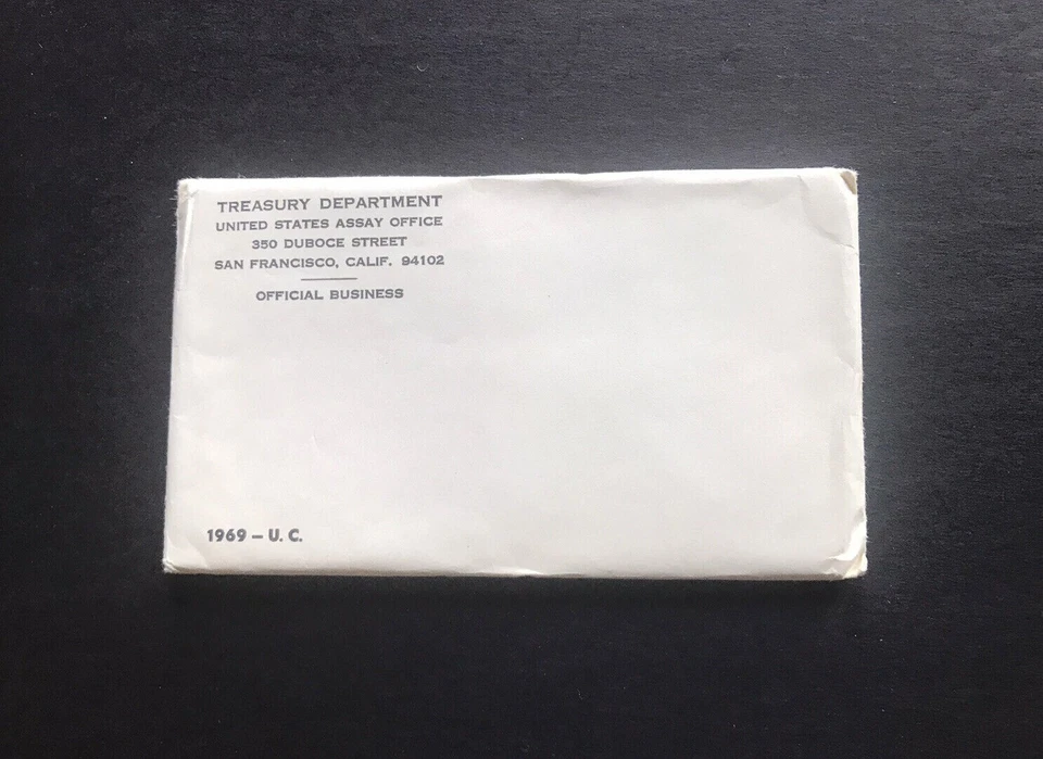 1969 - P D S -10 COINS US MINT SET in Envelope Uncirculated Rare Sealed Unopened - Image 2 of 2