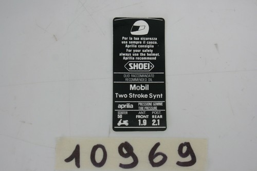 Adesivo avvertenze casco - pressione gomme Warning sticker Aprilia scooter  50cc | eBay