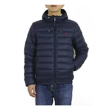 Polo Ralph Lauren Packable Hooded Puffer Down Jacket Coat - Navy (Red) -