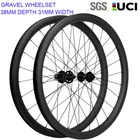 38mm Gravel Carbon Wheels 700C CycloCross Clincher&Tubeless Disc Brake Wheelset