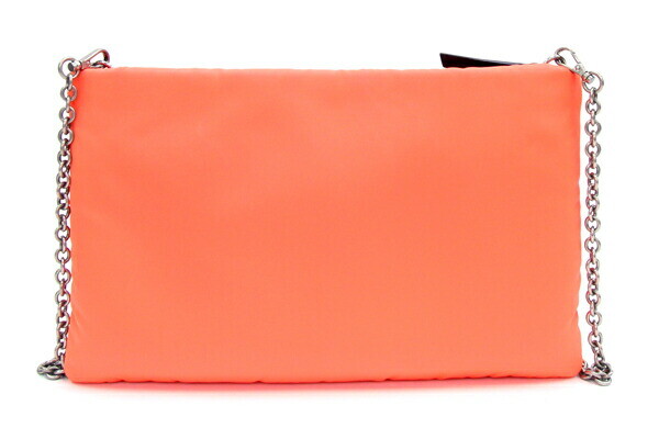 Prada Shoulder Bag Chain Shoulder 1BF082 Neon Orange Nylon