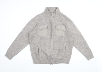 Atlas For Men Herren Beige Acryl Full Zip Sweatshirt Größe L