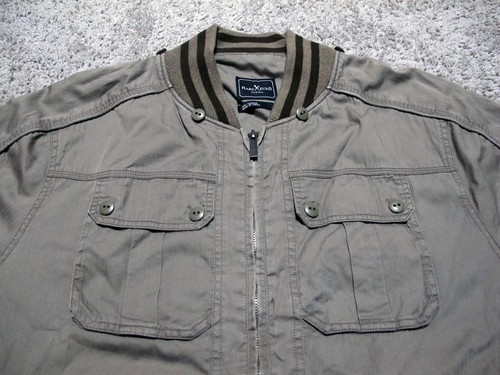 Marc Ecko Cut & Sew VTG 2000's Olive Green Army Bomber Jacket Men's sz L - Picture 2 of 13