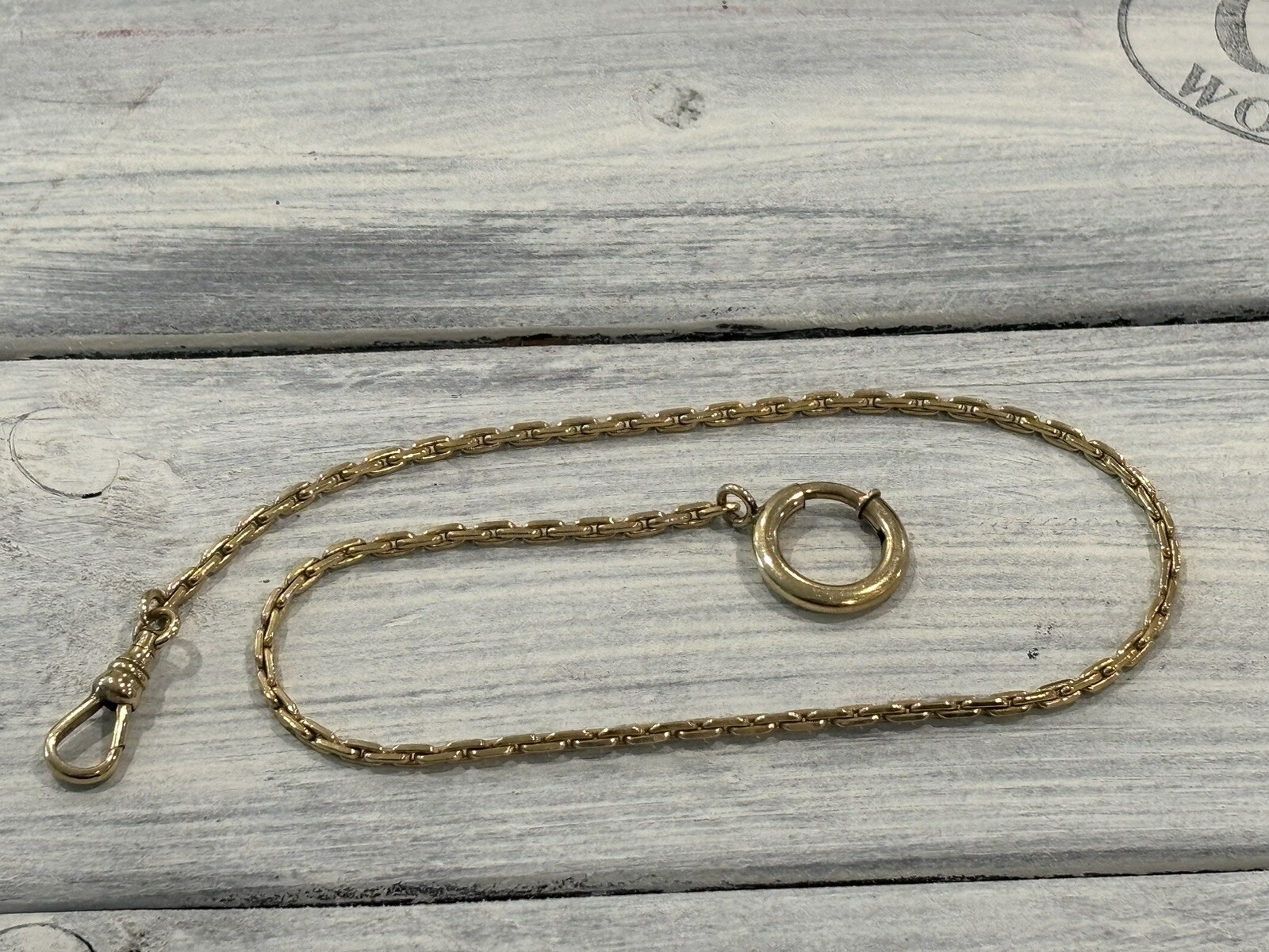 Vintage Antique Krementz Pocket Watch Chain Gold filled? Large Spring