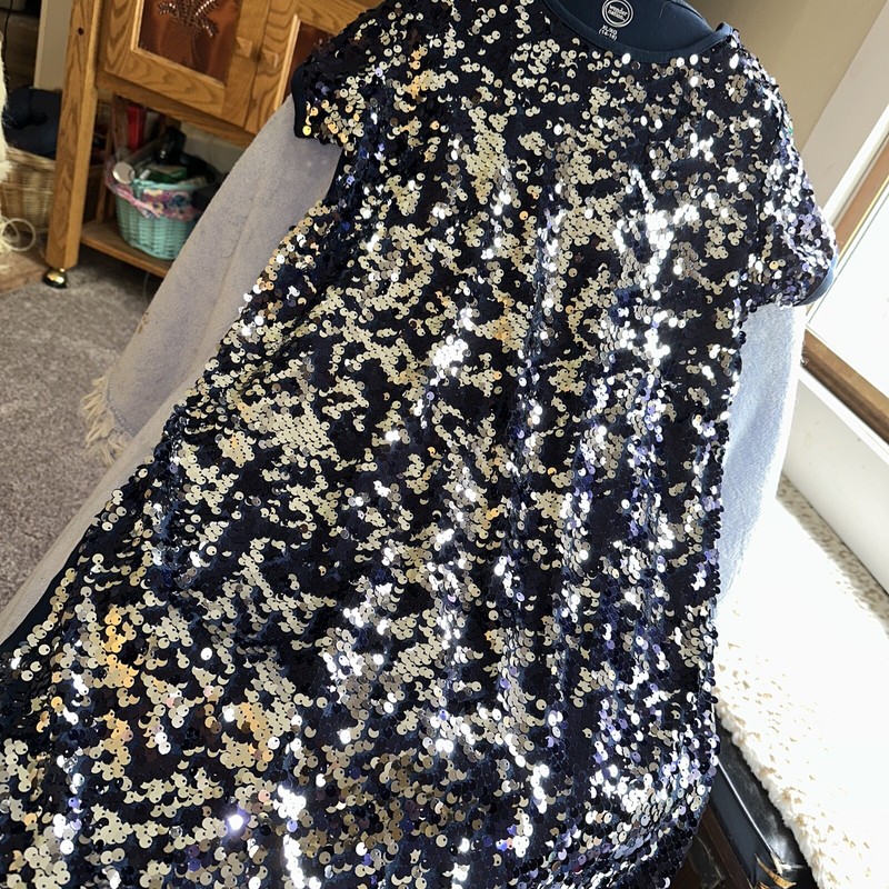 WONDER NATION NAVY BLUE SEQUINED SS FANCY DRESS SZ 14/16 XL/XG