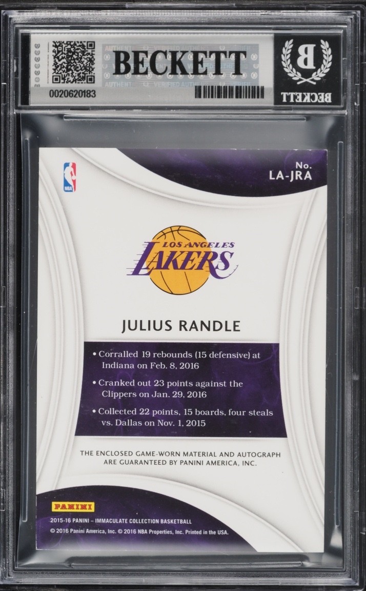 2015 Panini Immaculate Collection Julius Randle Logoman Autograph 1/1 BGS 8 #22 view 2