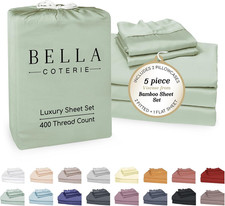 Bella Coterie Luxury Bamboo Viscose Split King Size Sheet Set 2 Fitted Sheets