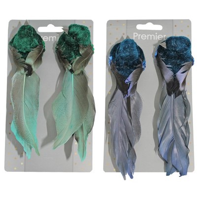 Christbaum Vogelschmuck auf Clip mit Federn 15 cm 2er Set - wählbar