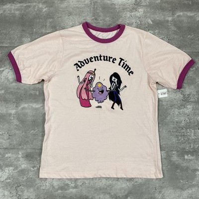 ADVENTURE TIME ringer t shirt L Ripple Junction Box Lunch Princess Vampire Lumpy