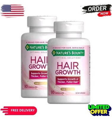 (2 PACK ) Nature's Bounty Hair Growth Supplement 90 Capsules Strong Healthy Hair