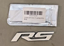 Chevy RS Rear Trunk Lid White Enamel Metal Nameplate Logo Emblem
