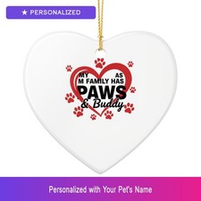 Custom Paw Print Pet Ornament Personalized Heart Shaped Pet Lover Gift Dog Owner