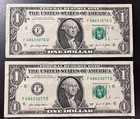 One Dollar Bill 2 with consecutive serial numbers F68603076D & F68603077D sb2-26 — photo 1