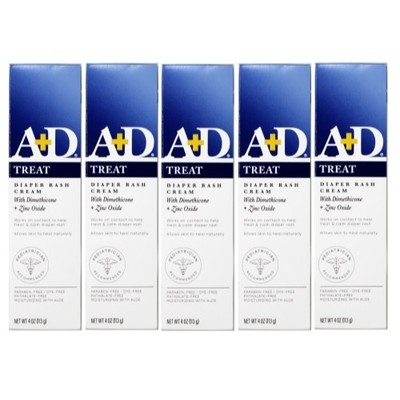 5 Pack A&D Diaper Rash Cream With Aloe Diaper Rash Cream 4 Oz Each