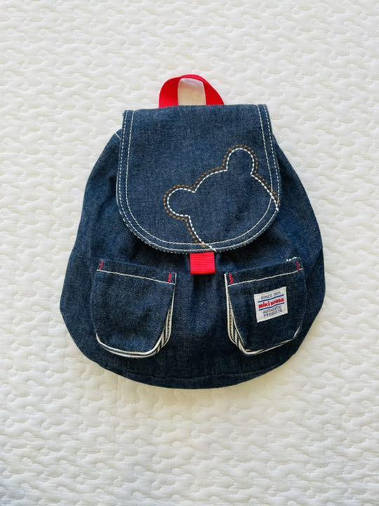 Try On Only Miki House Bear Stitch Denim Backpack