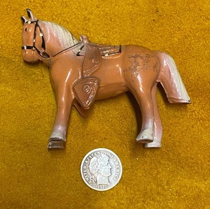 Antique Minature Diecast Cast Tiny Palomino W/ Parade Saddle LOOK 3" by 2 1/4"