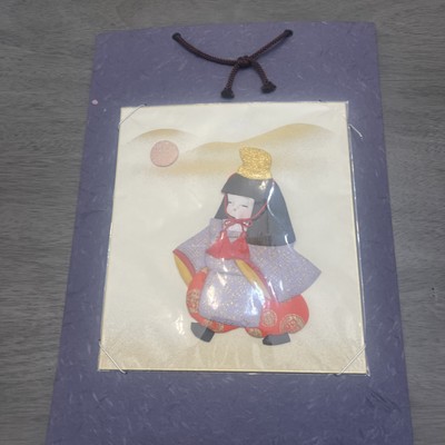 vintage Japanese Shikishi art board featuring Oshie Folk Art patchwork Perft 3-d