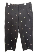 Womens Size 14 Black Hook Embroidered Butterf...