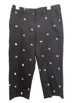 Women's Size 14 Black Hook Embroidered Butterfly Capri Be Classic Elements