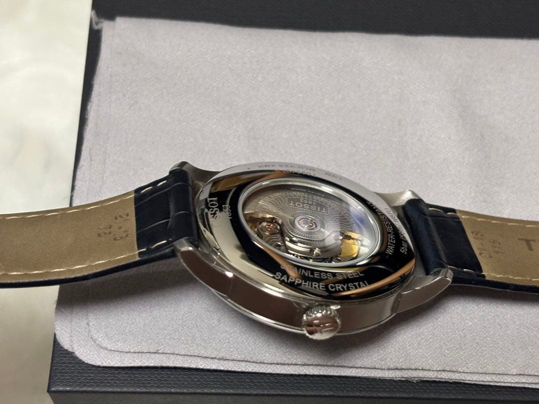 TISSOT Chemin des Tourelles Powermatic 80 Blue Black Leather Dress Watch