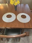 Matched Pair of Large ANTIQUE MILK GLASS RUFFLED Petticoat GLASS SHADES 14"
