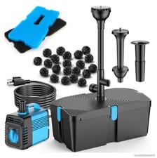Pond Filter Fountain Pump Kit 660 GPH Submersible Water Pump Adjustable Flow
