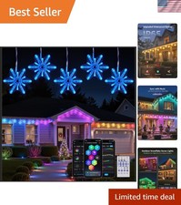 Smart 12ft Snowflake Lights, 96LED Outdoor Icicle with Music Sync App Control