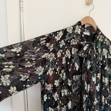 Zara gold metallic Paisley maxi dress tie neck M barely worn