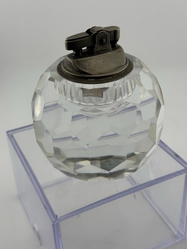 Vintage Japan Table Lighter Hand Cut Glass-Crystal 1970s