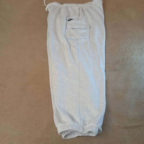 Pantaloni cargo Nike in pile con tasche grigio chiaro jogger felpati donna taglia XL