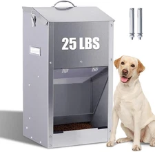 Automatic Dog Feeder Large Breed with Handle Stainless Steel Indoor and Outdoor