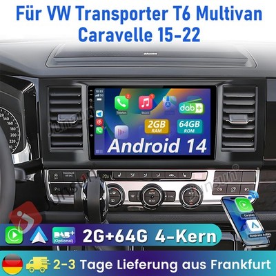 2+64G Carplay Android14 Für VW Transporter T6 Multivan Caravelle 15-22 Autoradio